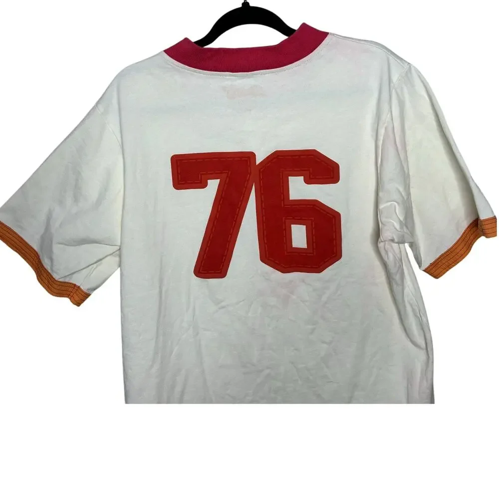 Budweiser White Red Button Up Baseball Short Sleeve Top Cotton USA Men Large L - Picture 12 of 14